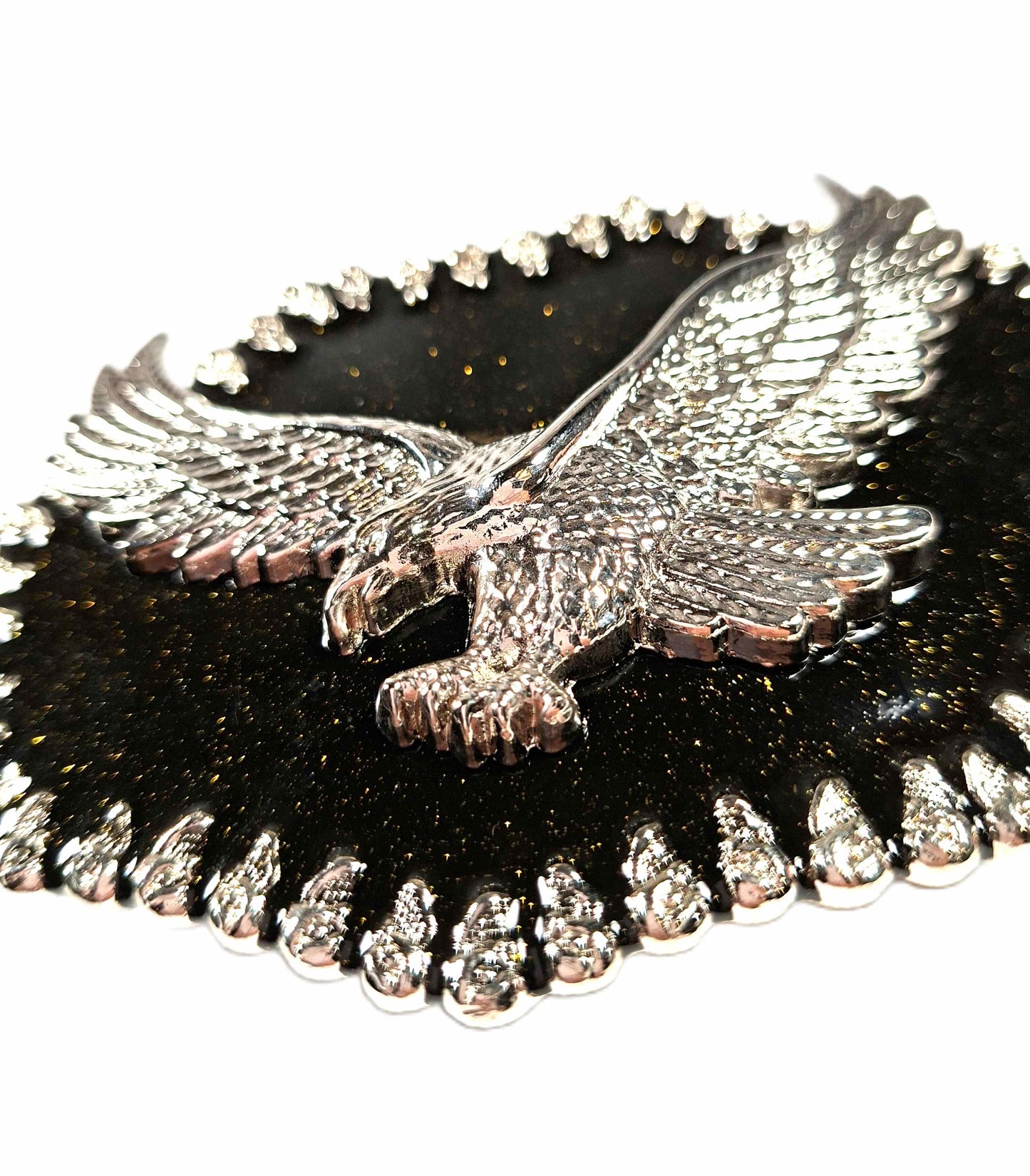 Buckle/ Skärpspänne - Silverörn, glitter