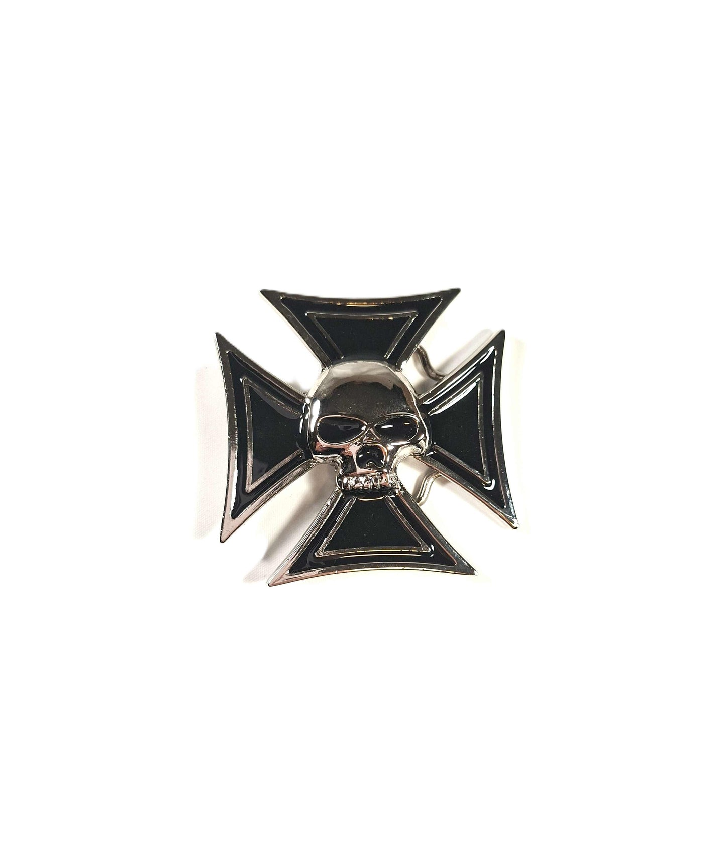 Buckle / Skärpspänne - Silverskalle med Malteserkors