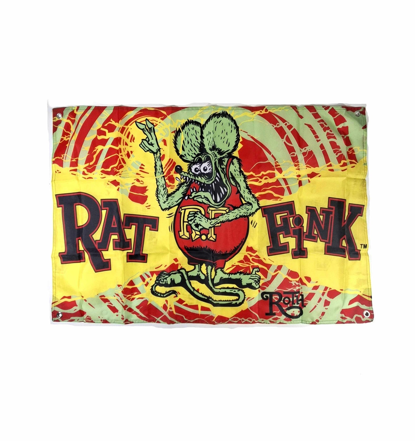 Flagga - Rat fink, Trippy - Röd/grön/gul