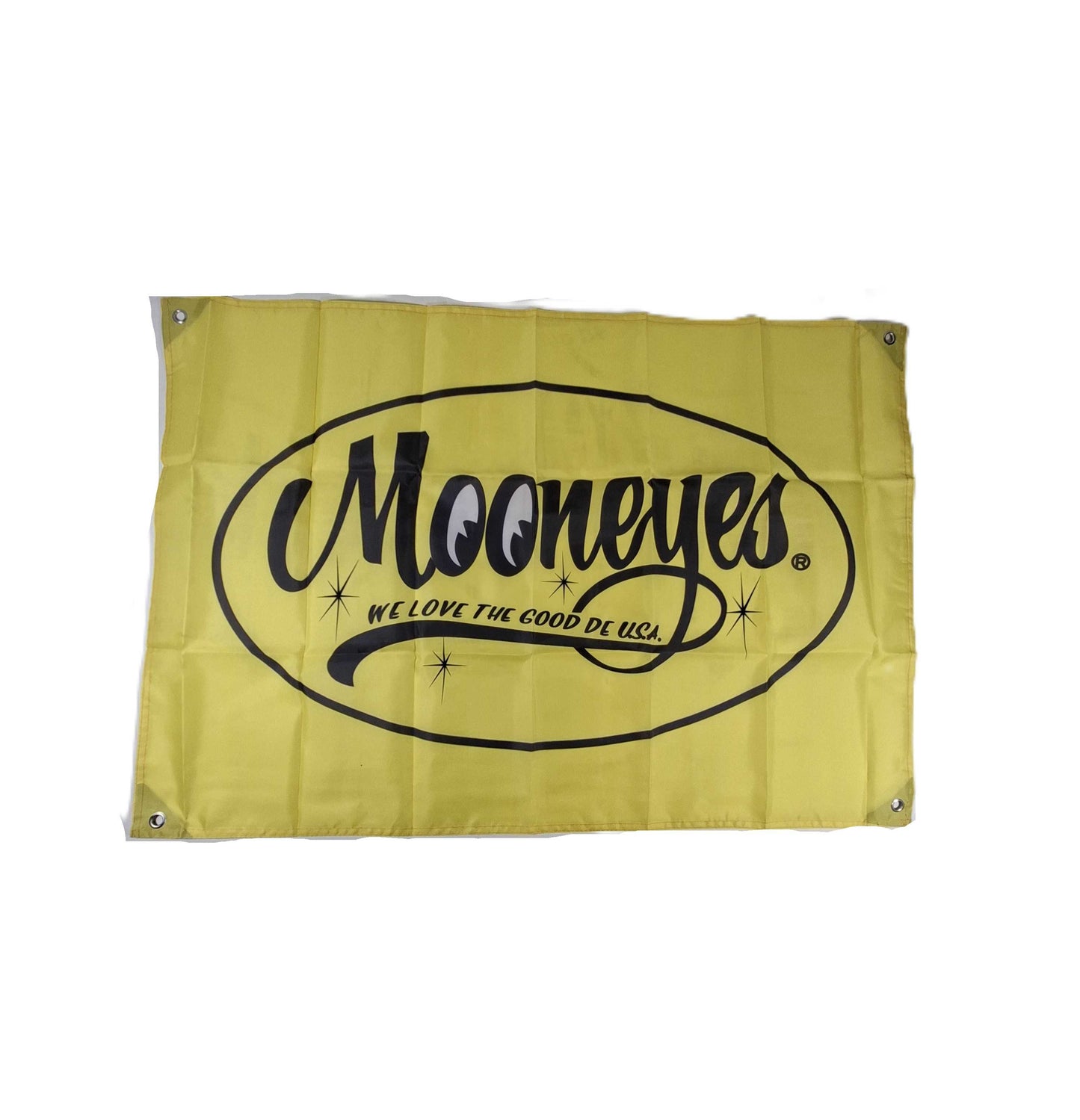 Flagga - Mooneyes, helgul oval