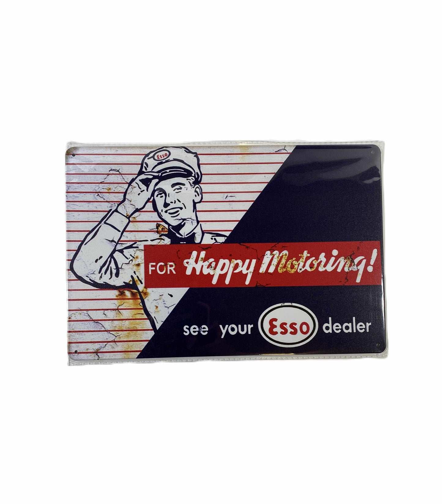 Plåtskylt 20*30 - Happy Motoring, Esso