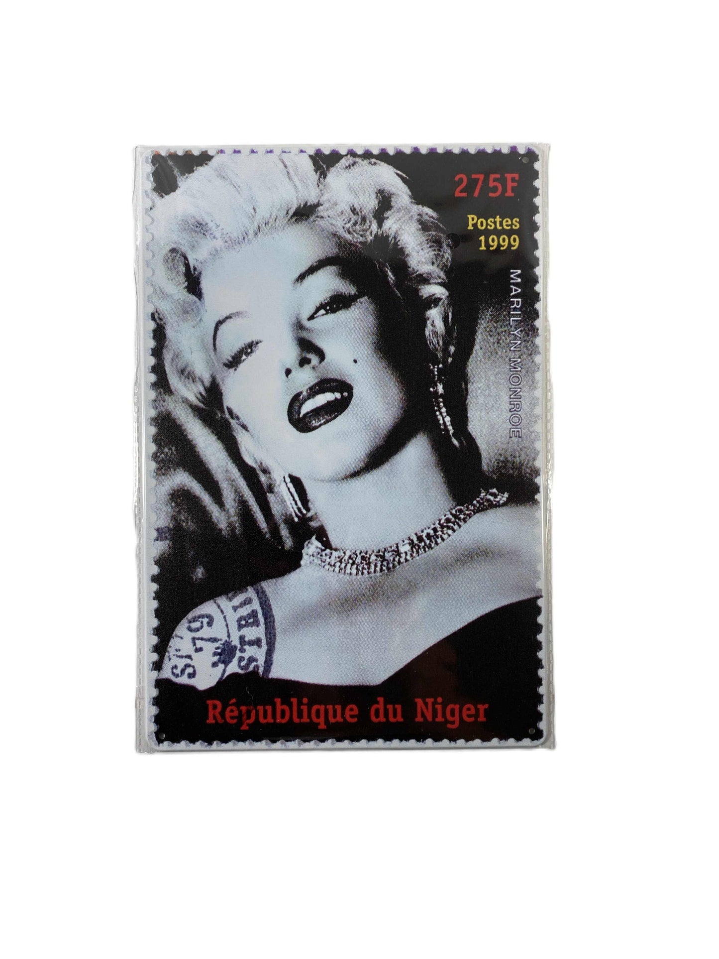 Plåtskylt 20*30- Monroe frimärke svartvit