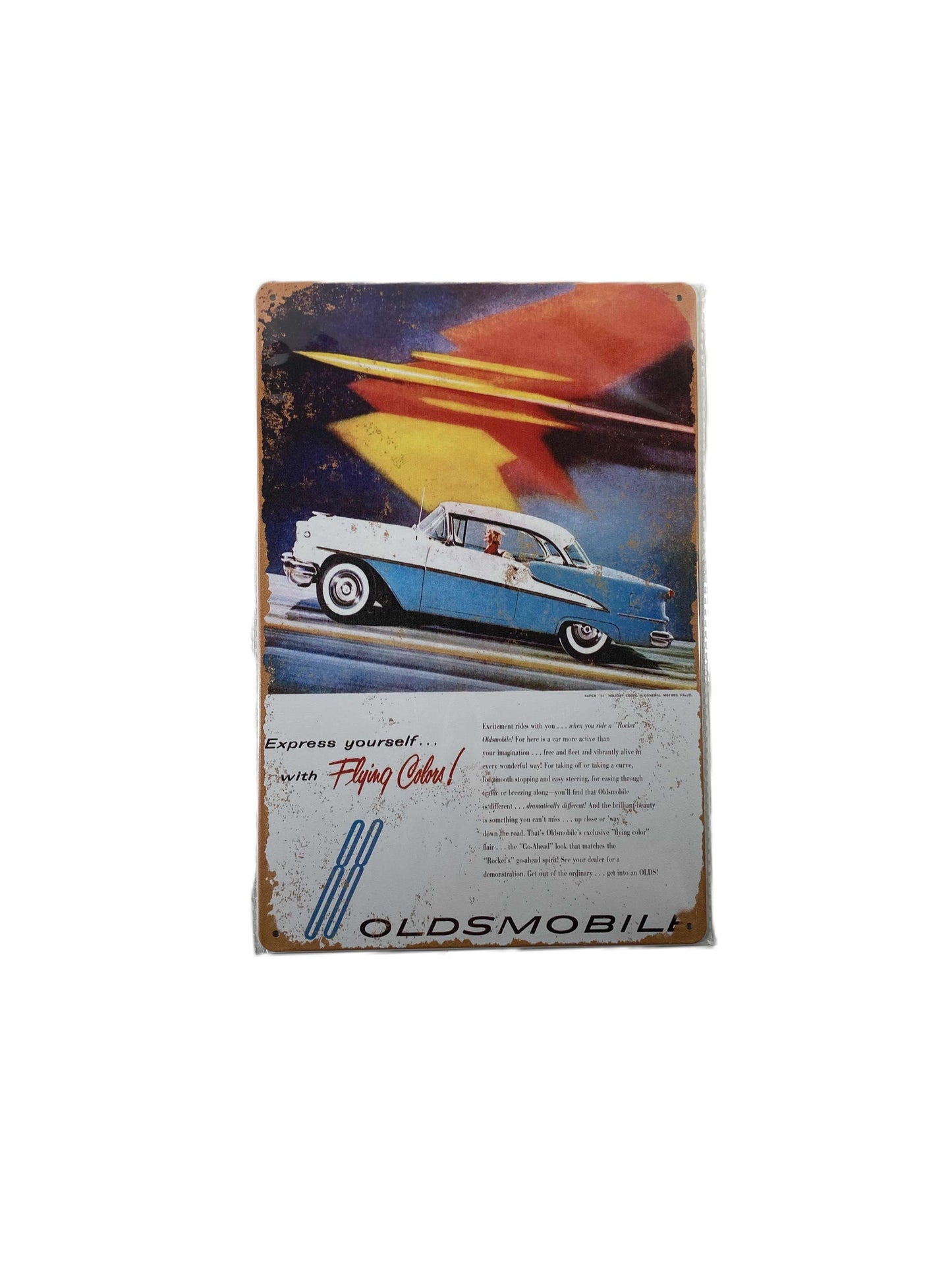 Plåtskylt 20*30 - Oldsmobile, flying