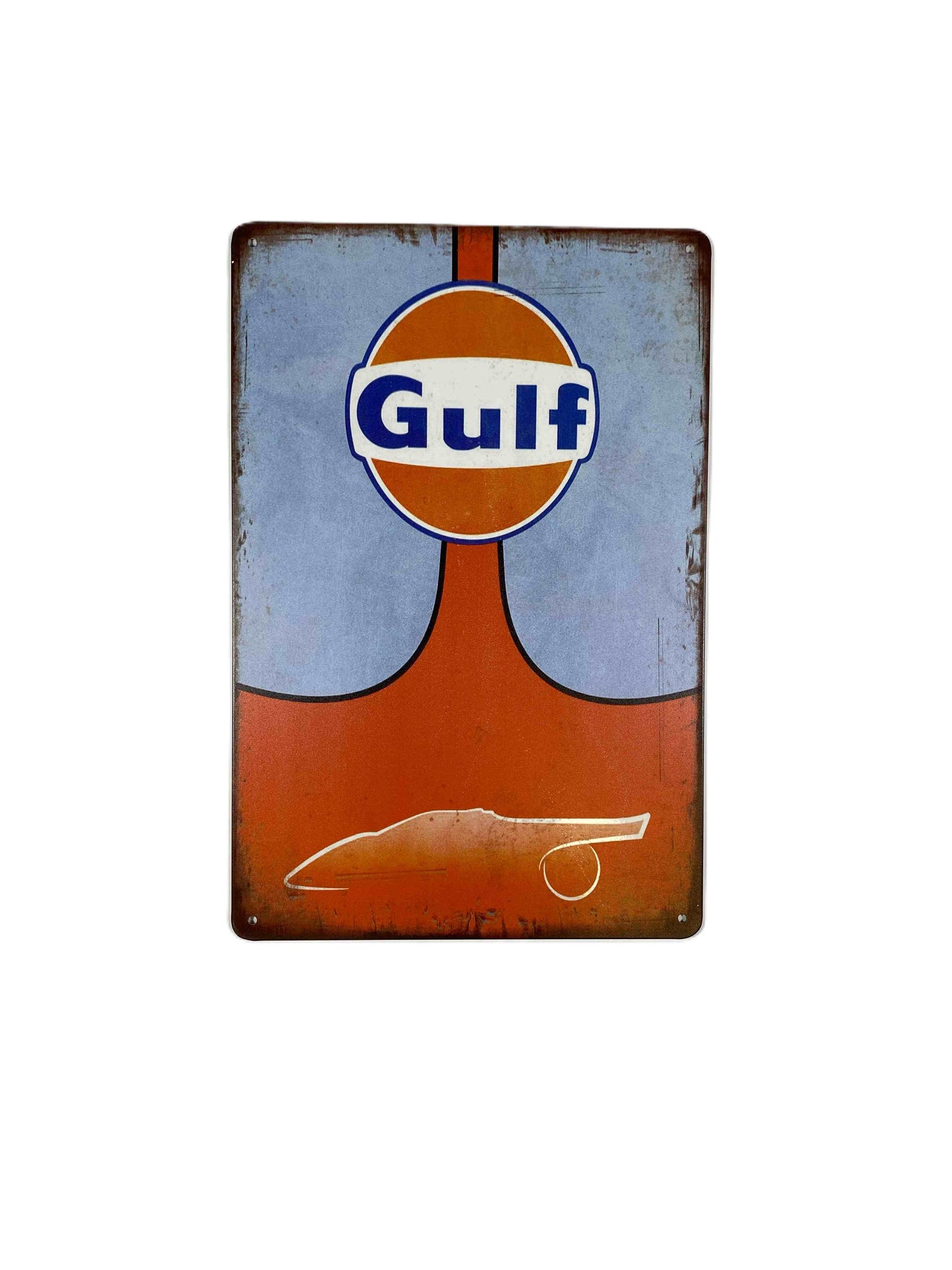 Plåtsskylt 20*30, Gulf bilskiss