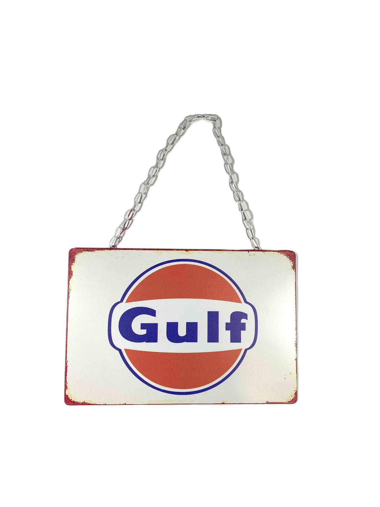 Plåtskylt, 20*30 med kedja- Gulf