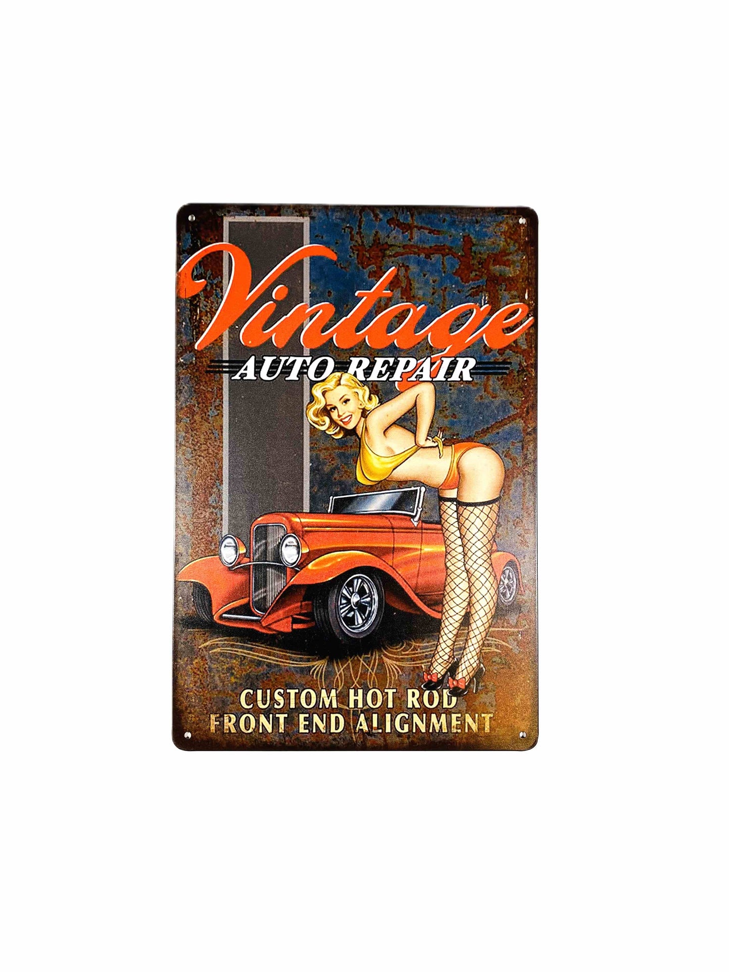 Vintage Auto Repair pinup, Plåtskylt 20*30