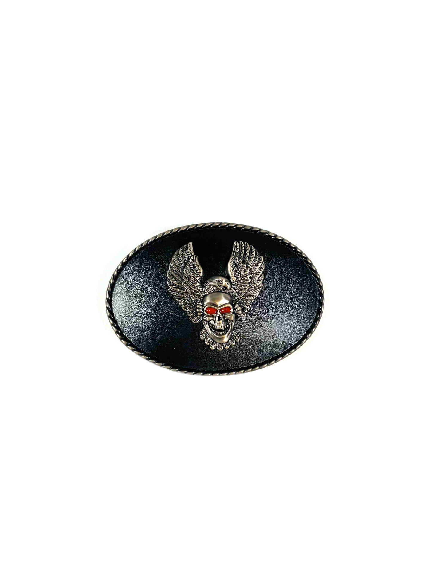Buckle/skärpspänne - Skalle, läderlook