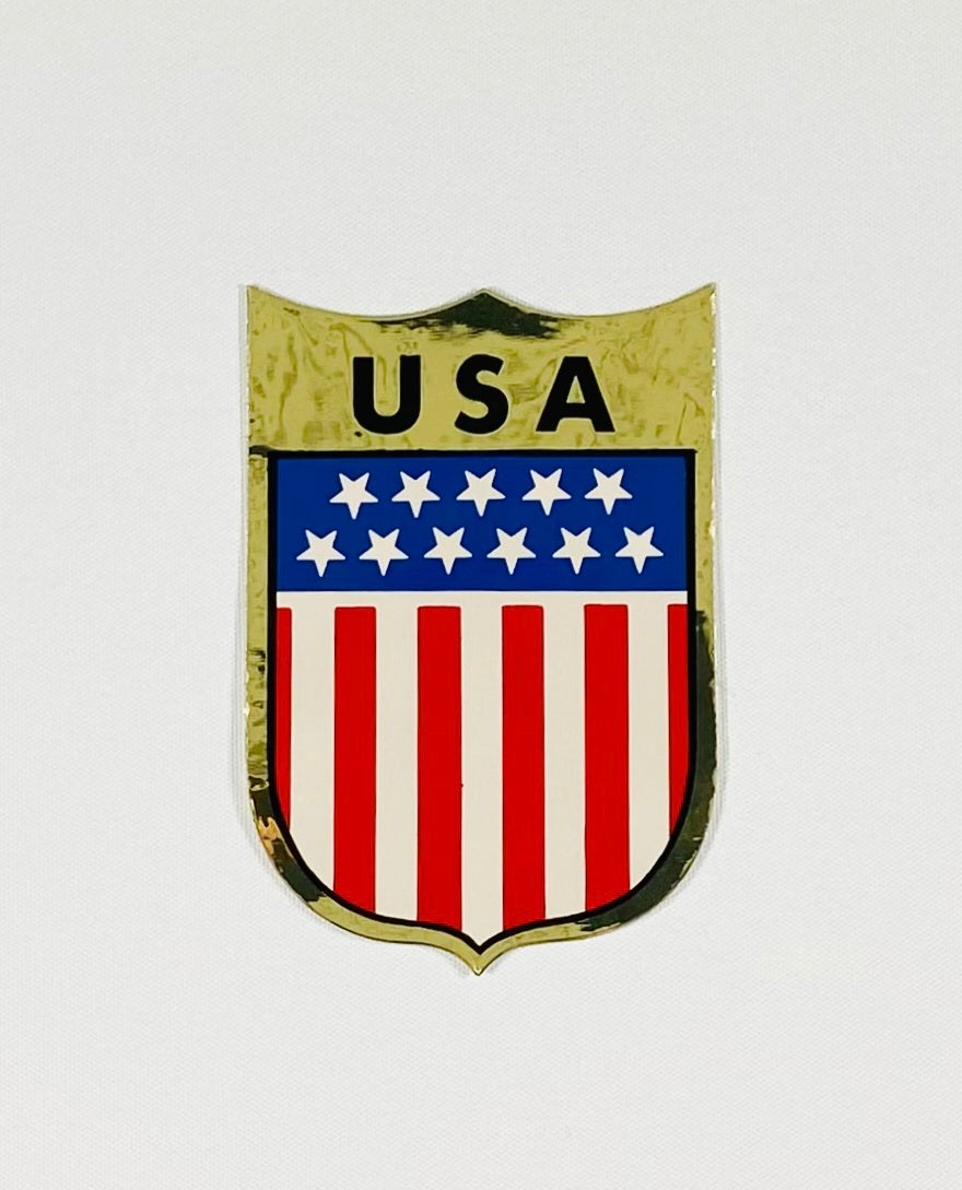 Klistermärke USA Flagga med Blank guldram