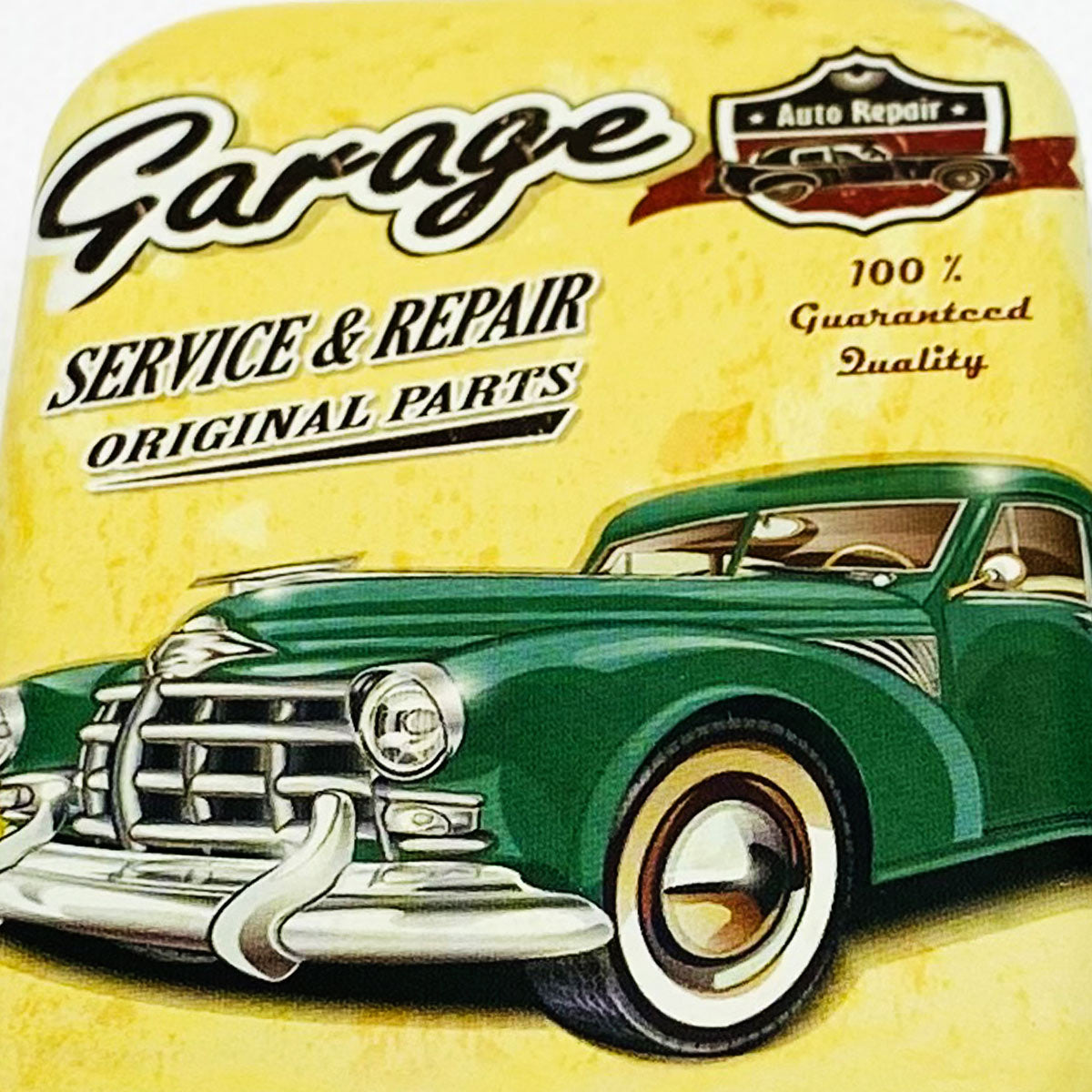 Plåtask: "Garage Service & Repair", original parts