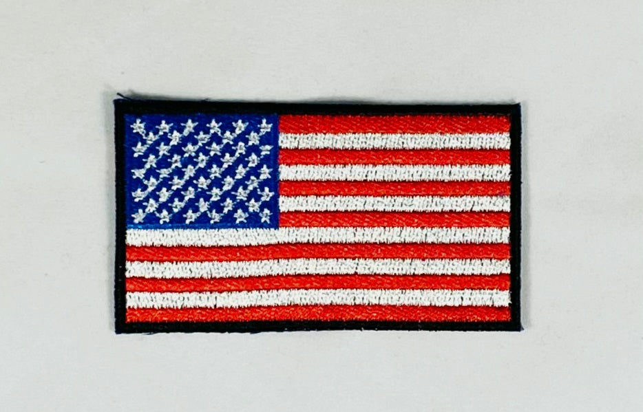 Tygmärke USA flagga svart kant