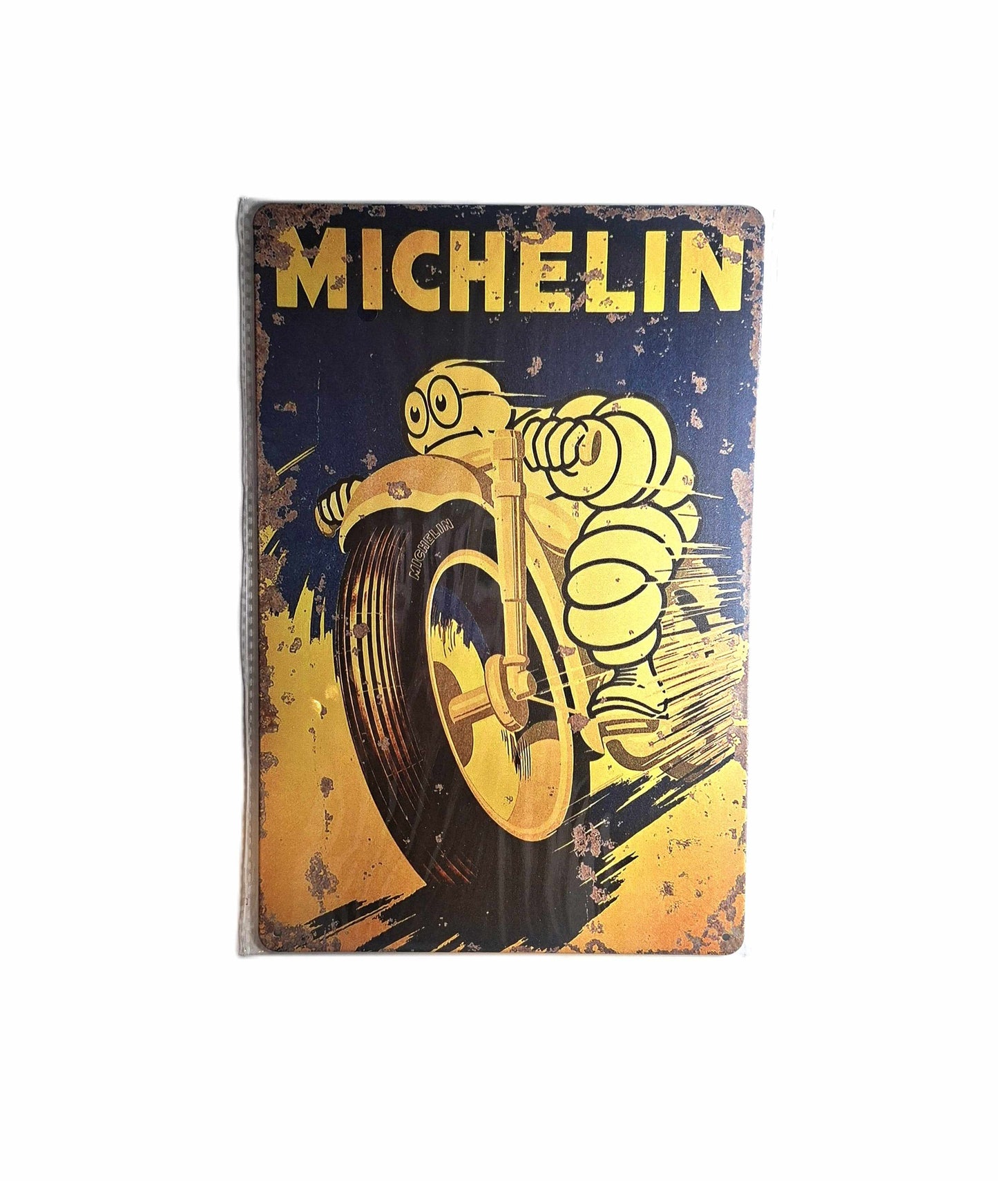 20*30 Plåtskylt - Michelin MC, Gul rost