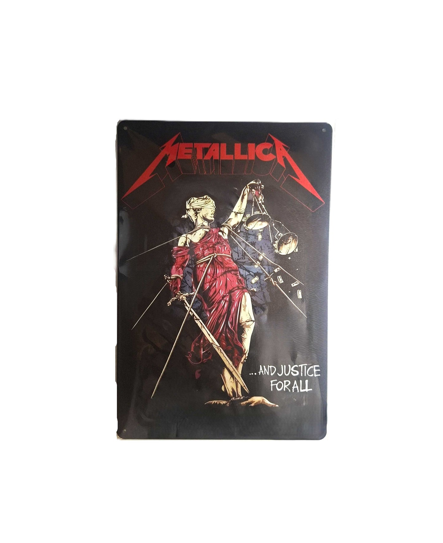 20*30 Plåtskylt - Metallica Justice, svart