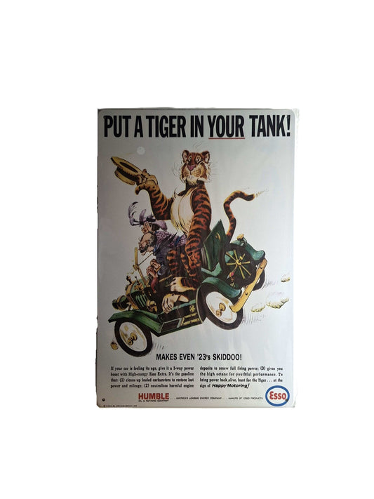 20*30 Plåtskylt - Esso, tiger med hatt