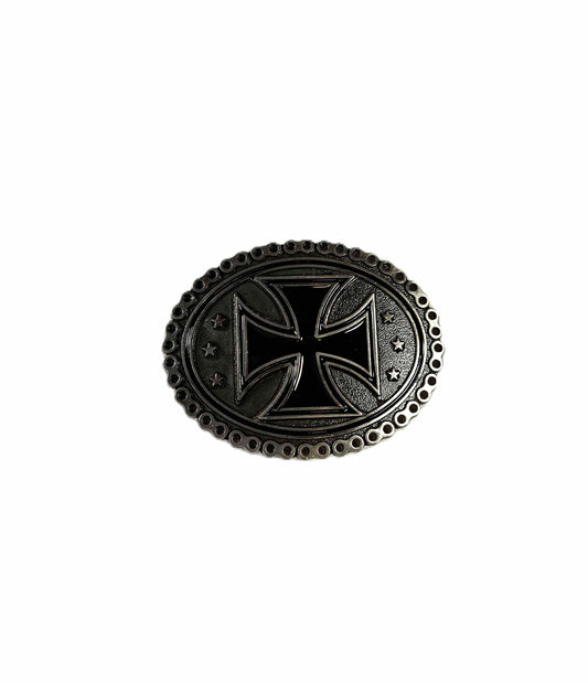Buckle/skärpspänne - Malteserkors, silverkedja
