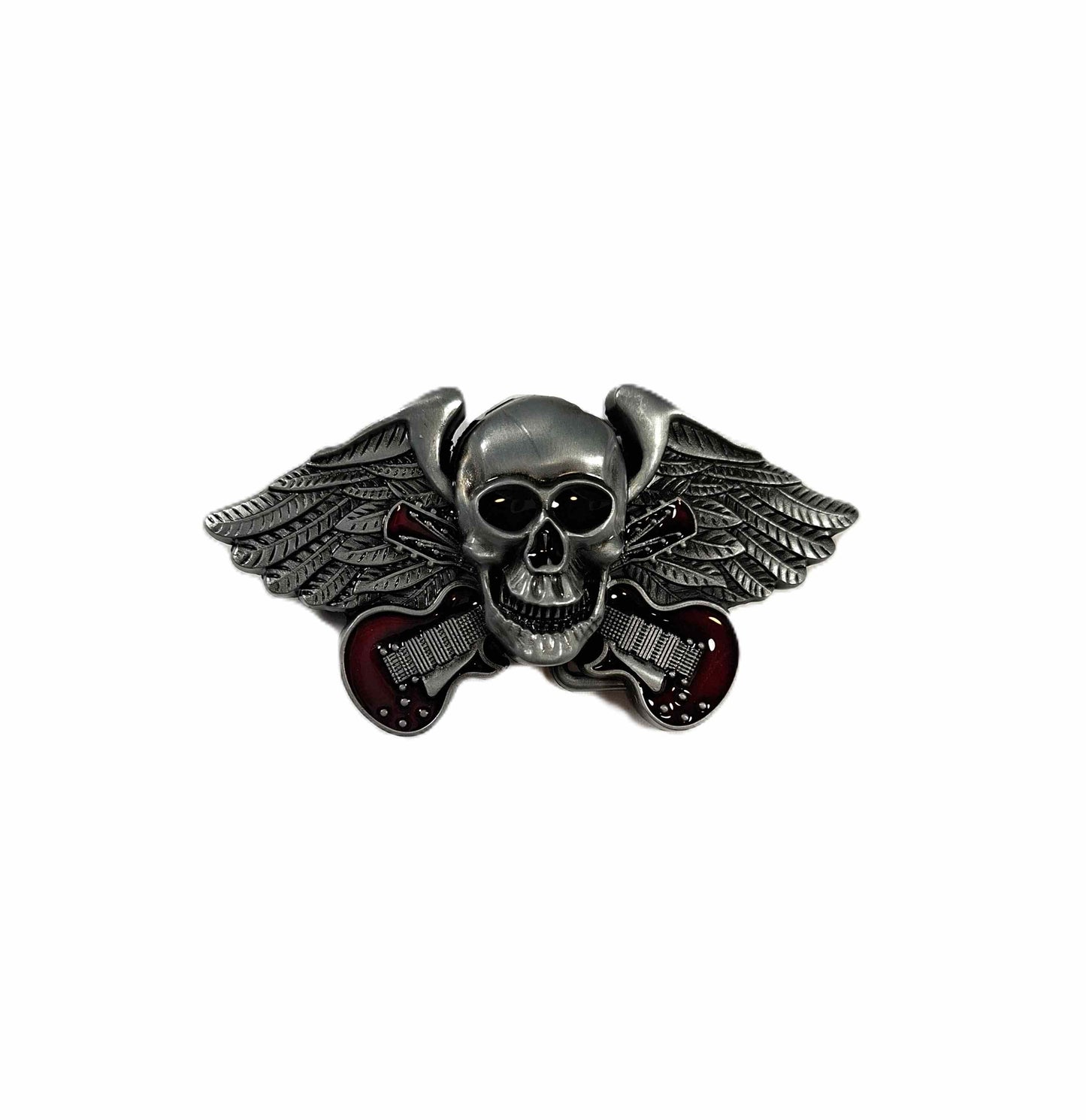 Buckle / Skärpspänne - Skalle med gitarrer