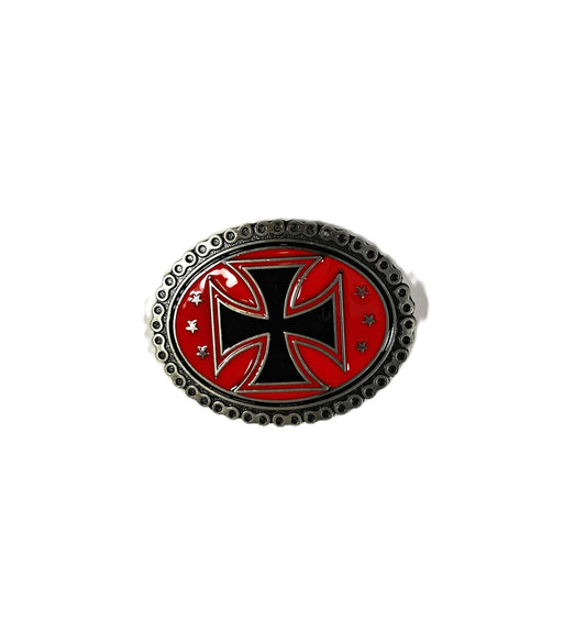 Buckle / Skärpspänne - Malteserkors, röd