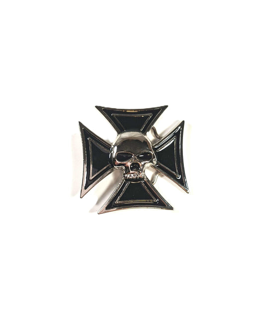 Buckle / Skärpspänne - Silverskalle med Malteserkors