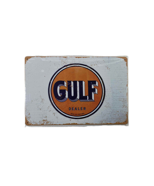 Plåtskylt 20*30 - Gulf Dealer, rostig
