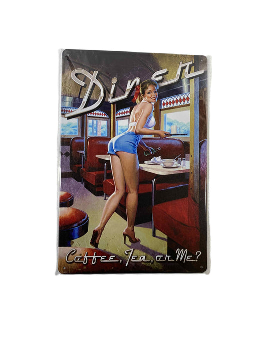 Plåtskylt 20*30- American Diner, med text