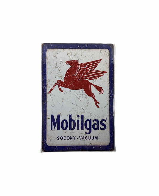 Plåtskylt 20*30 - Mobilgas, blå ram