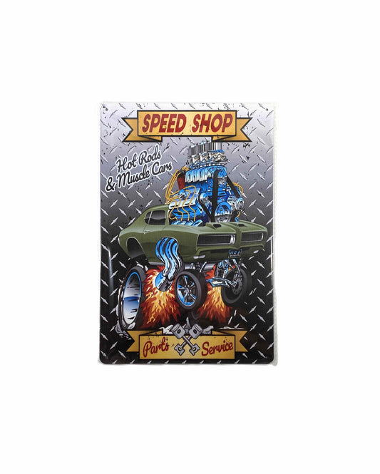 Plåtskylt 20*30 - Speed Shop, Hot rods