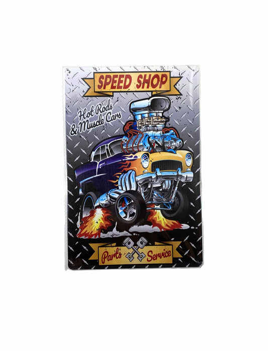 Plåtskylt 20*30 - Speed shop, Hotrod - Flames