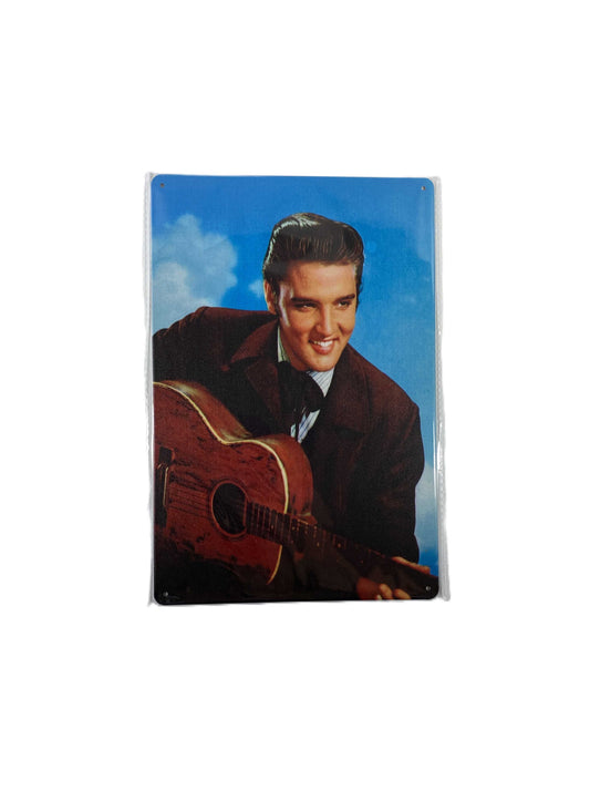 Plåtskylt 20*30 -  Elvis Presley, Blå med girarr