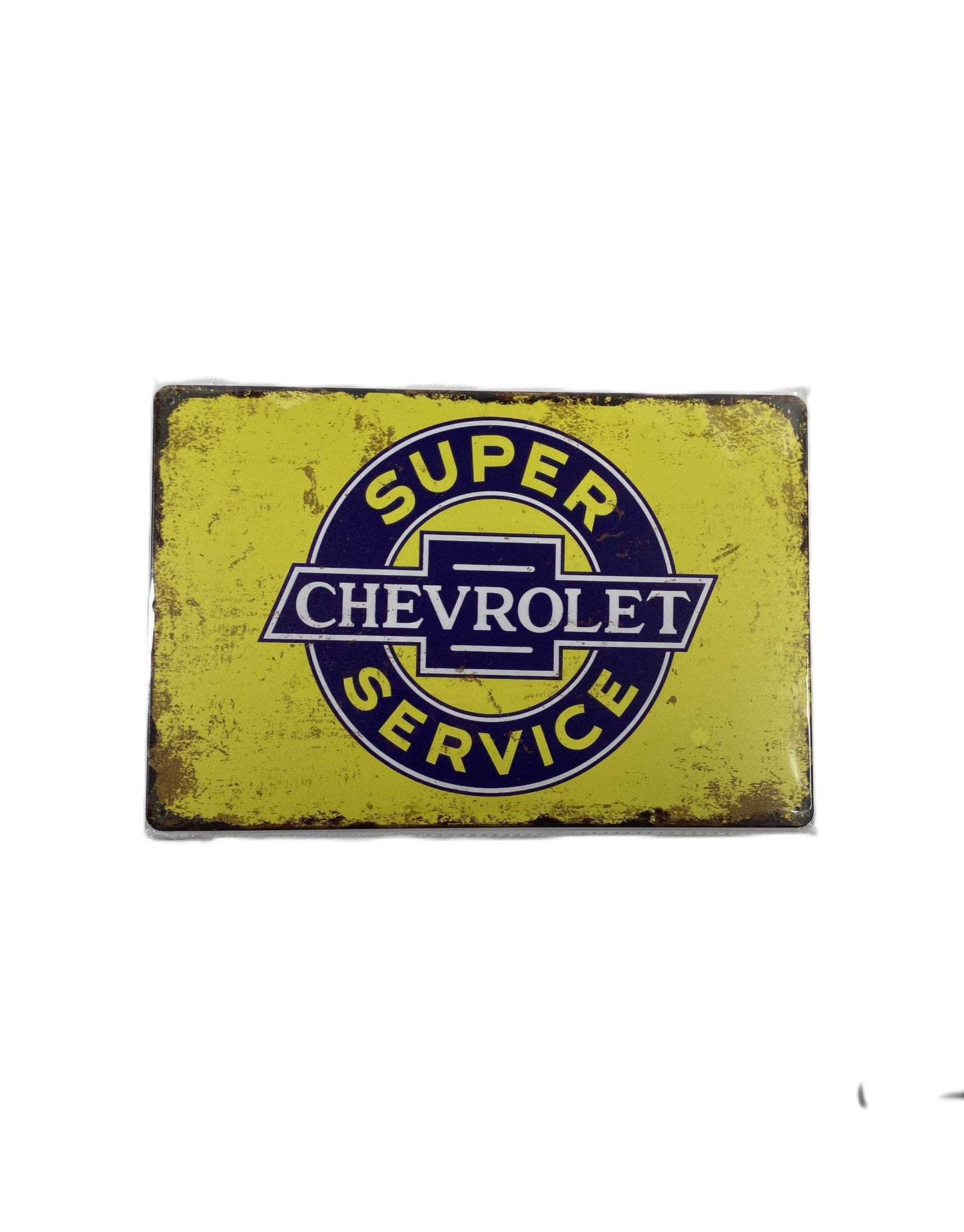Plåtskylt 20*30 - Chevrolet Service rund, gul