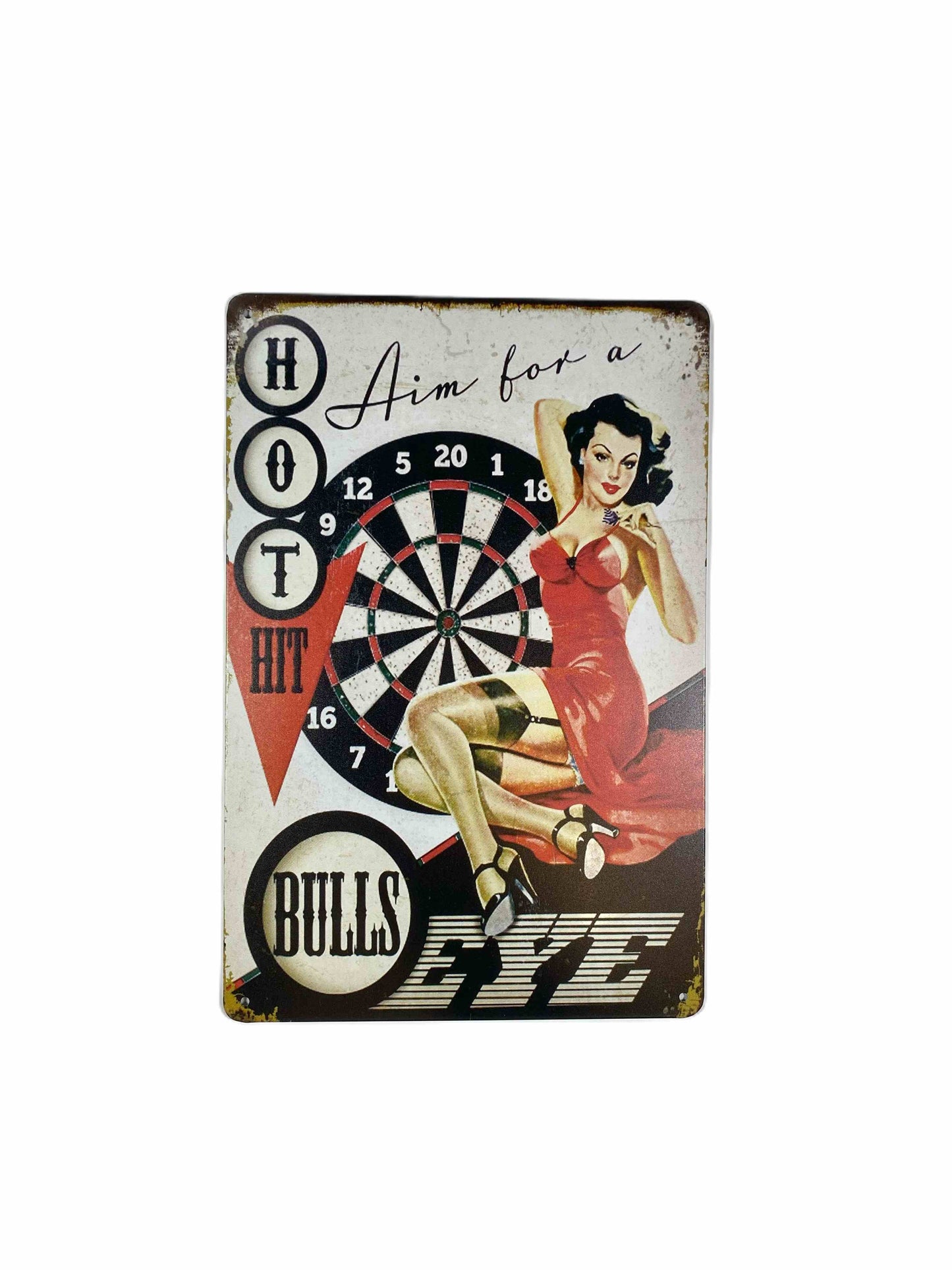 Plåtsskylt 20*30, Bulls eye dart