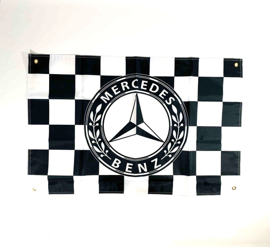 Flagga Mercedes Benz Schackrutig