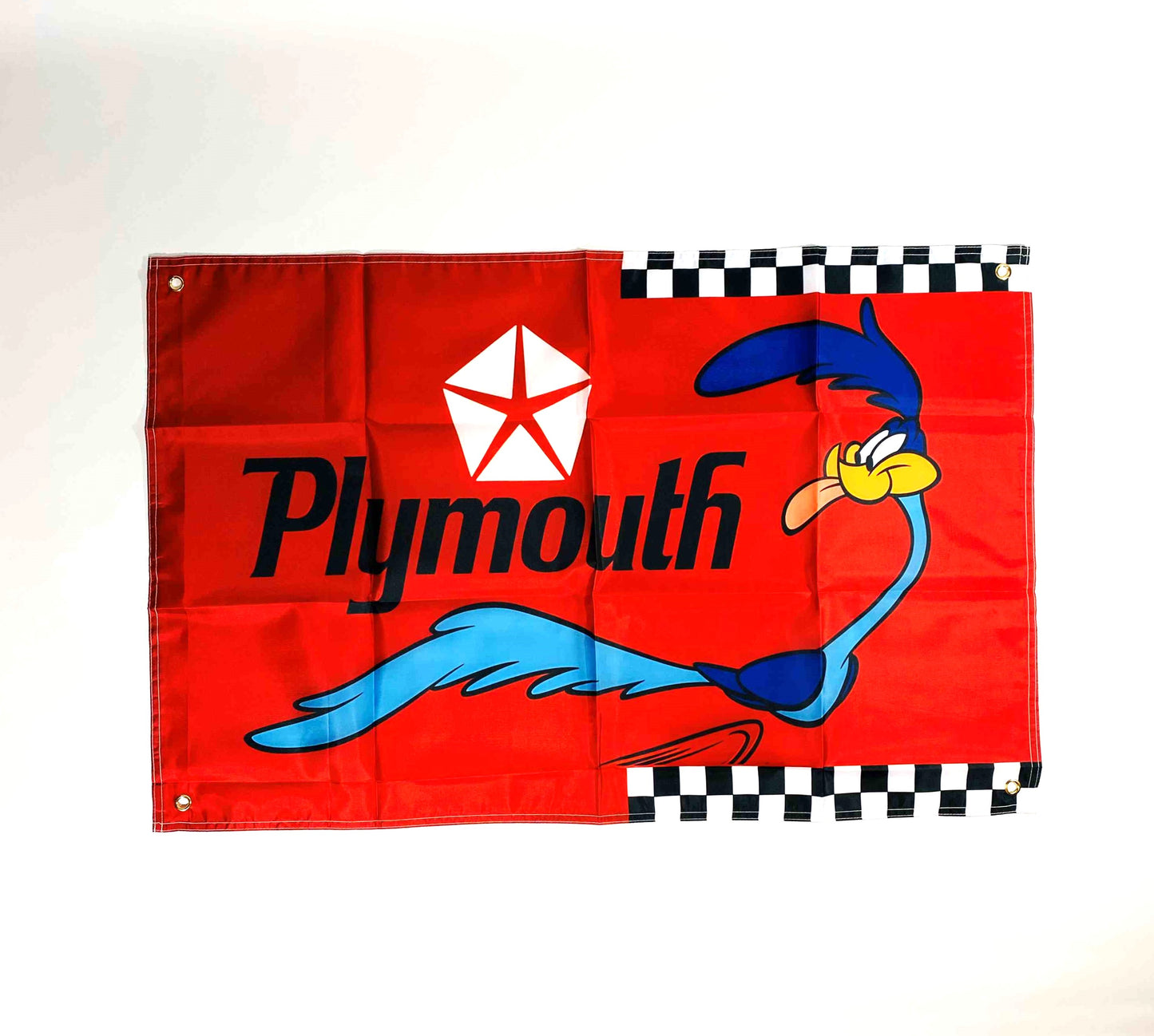 Flagga Road Runner Plymouth Röd