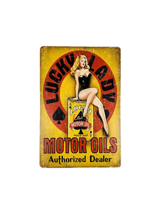 Lucky Lady Motoroil, Plåtskylt 20*30