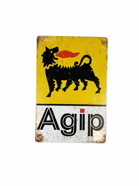 Agip gul/vit, Plåtskylt 20*30