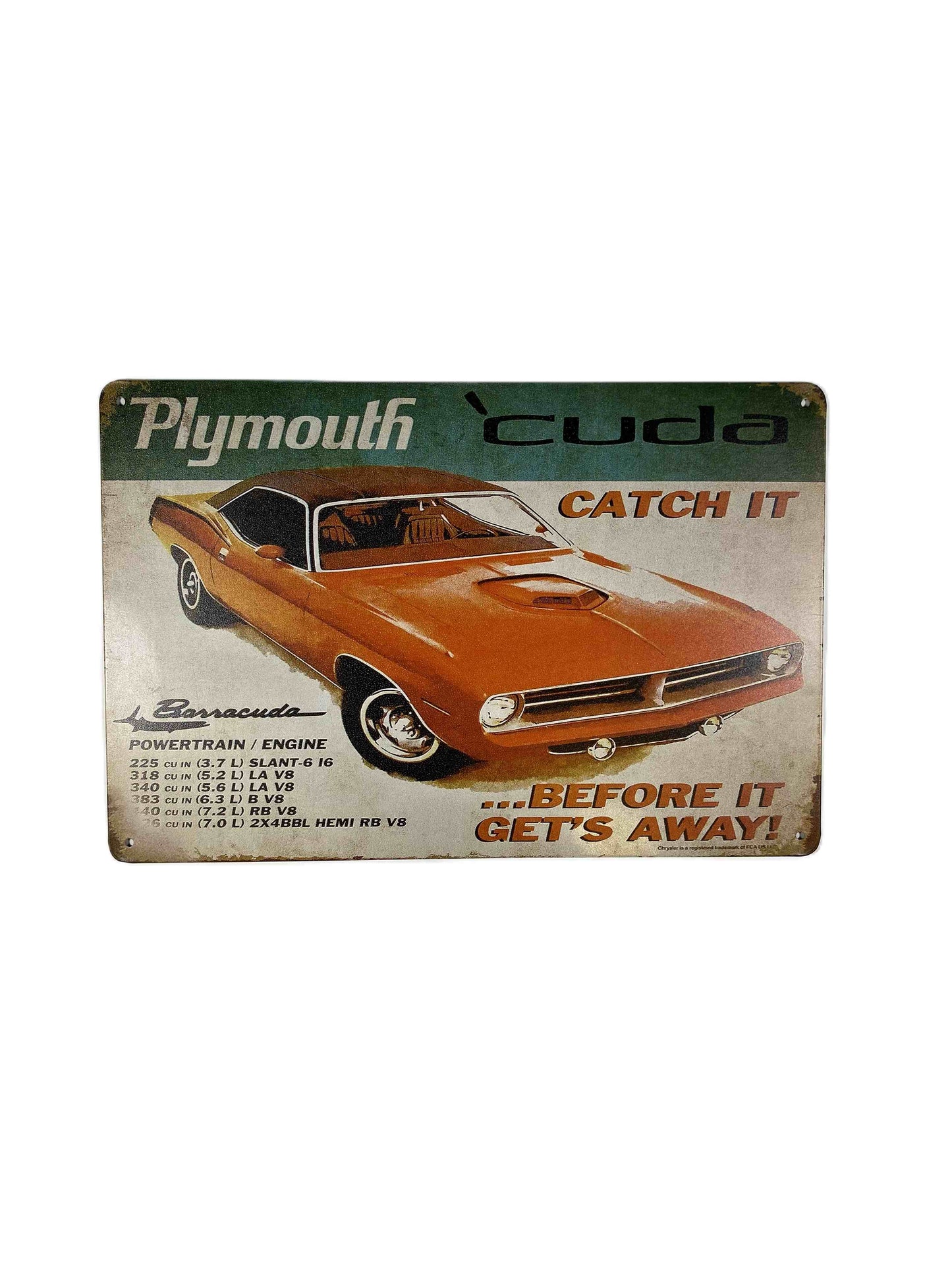 Plåtskylt 20*30, Plymouth cuda