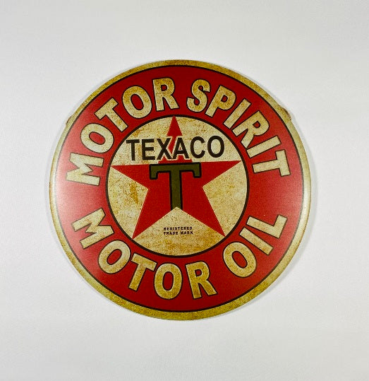 Rund Plåtskylt 30cm Texaco Motor spirit