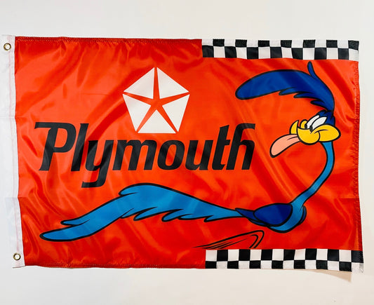 Flagga Road Runner Plymouth Röd