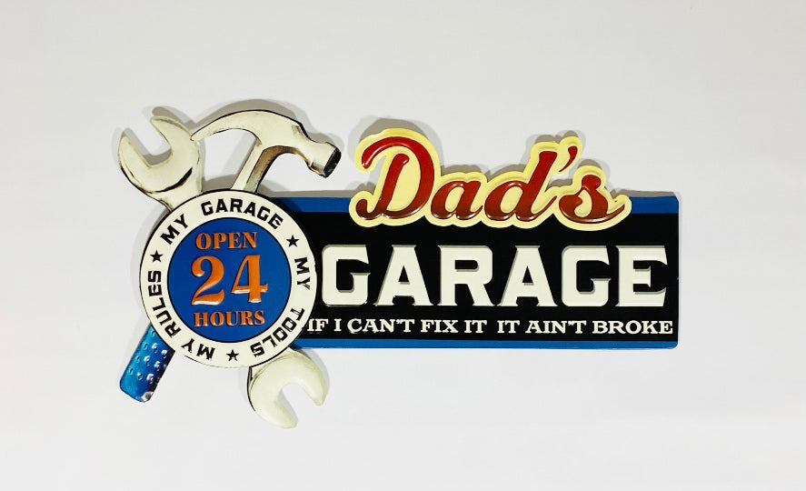 Skylt Dads garage flera lager verktyg