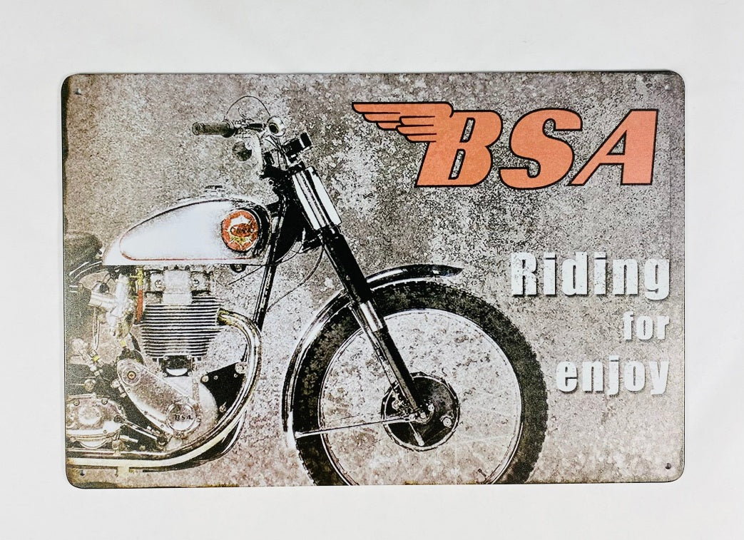 Plåtskylt 20x30: BSA motorcycle