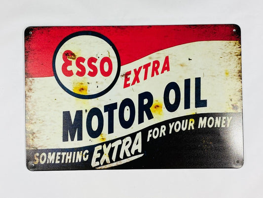 Esso extra 3färgad vintage Plåtskylt 20*30