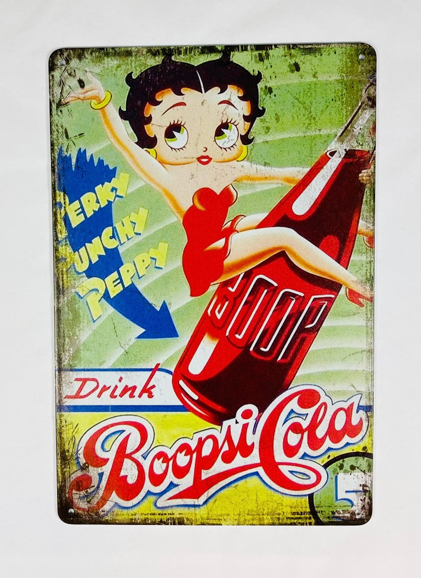 Plåtskylt 20x30: Betty Boop Boopsi Cola