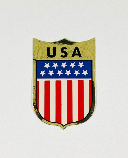 Klistermärke USA Flagga med Blank guldram