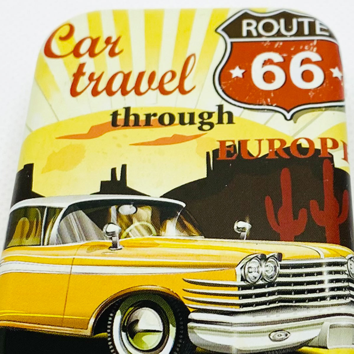 Plåtask "Route 66": Car travel through
